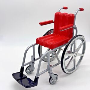Miniature Wheelchair Red Silver Toy Wheel Chair Collectible Medical Barbie Doll
